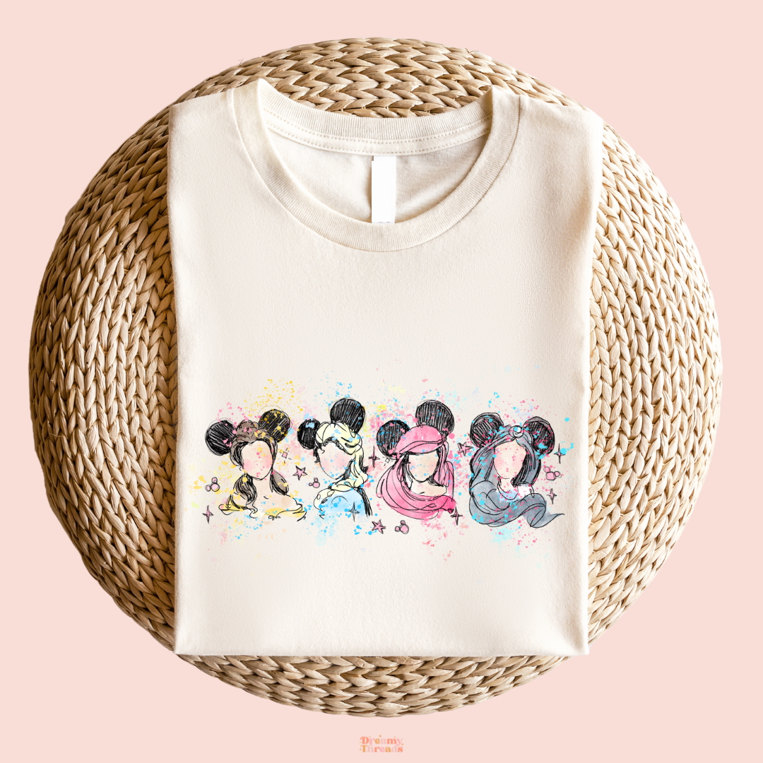 Watercolor Princess Crew Tee/Crew