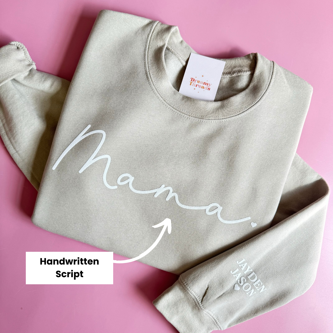 MAMA Embossed Custom Sweatshirt - Beige