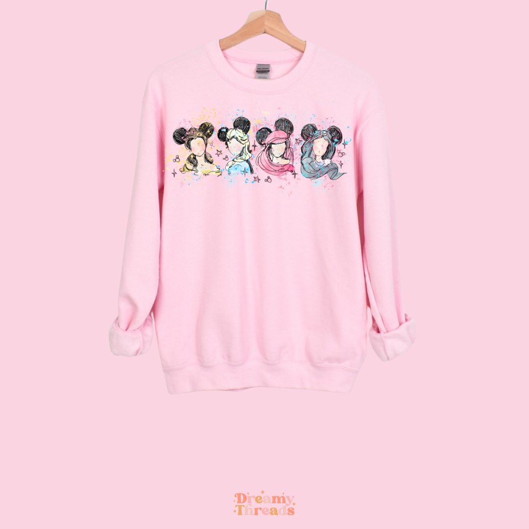 Watercolor Princess Crew Tee/Crew