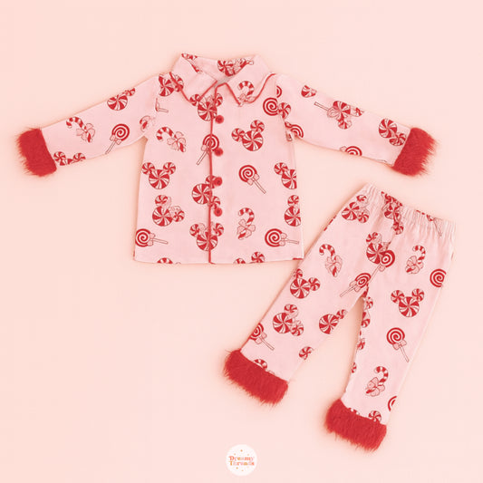 Pink Peppermint Feather Pjs - PRE ORDER