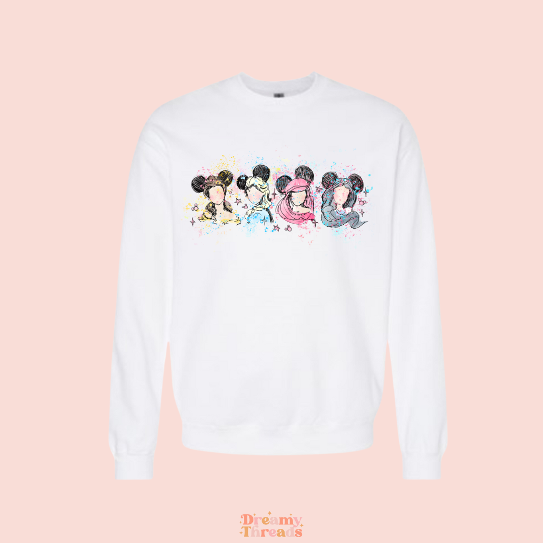 Watercolor Princess Crew Tee/Crew