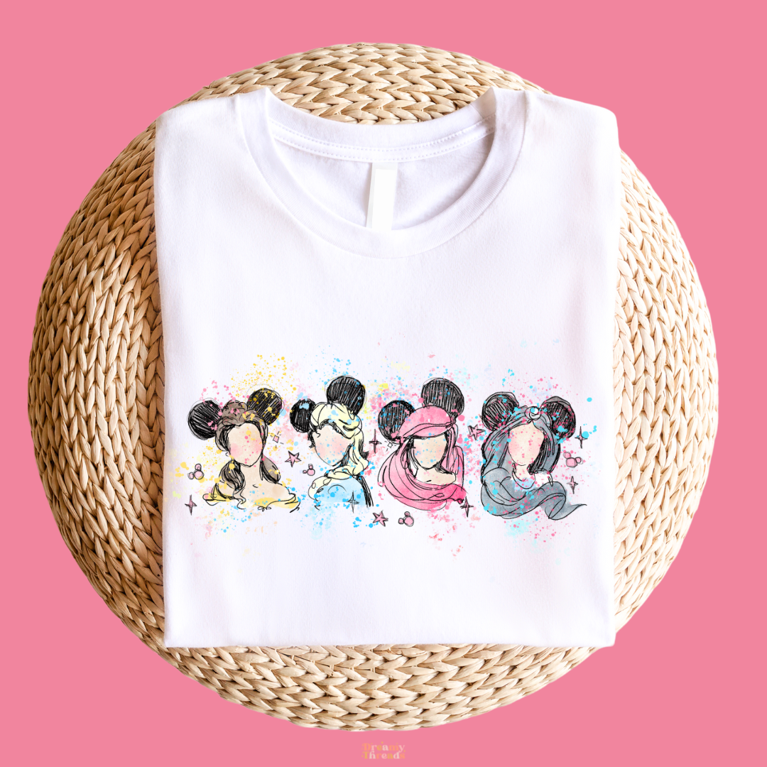 Watercolor Princess Crew Tee/Crew
