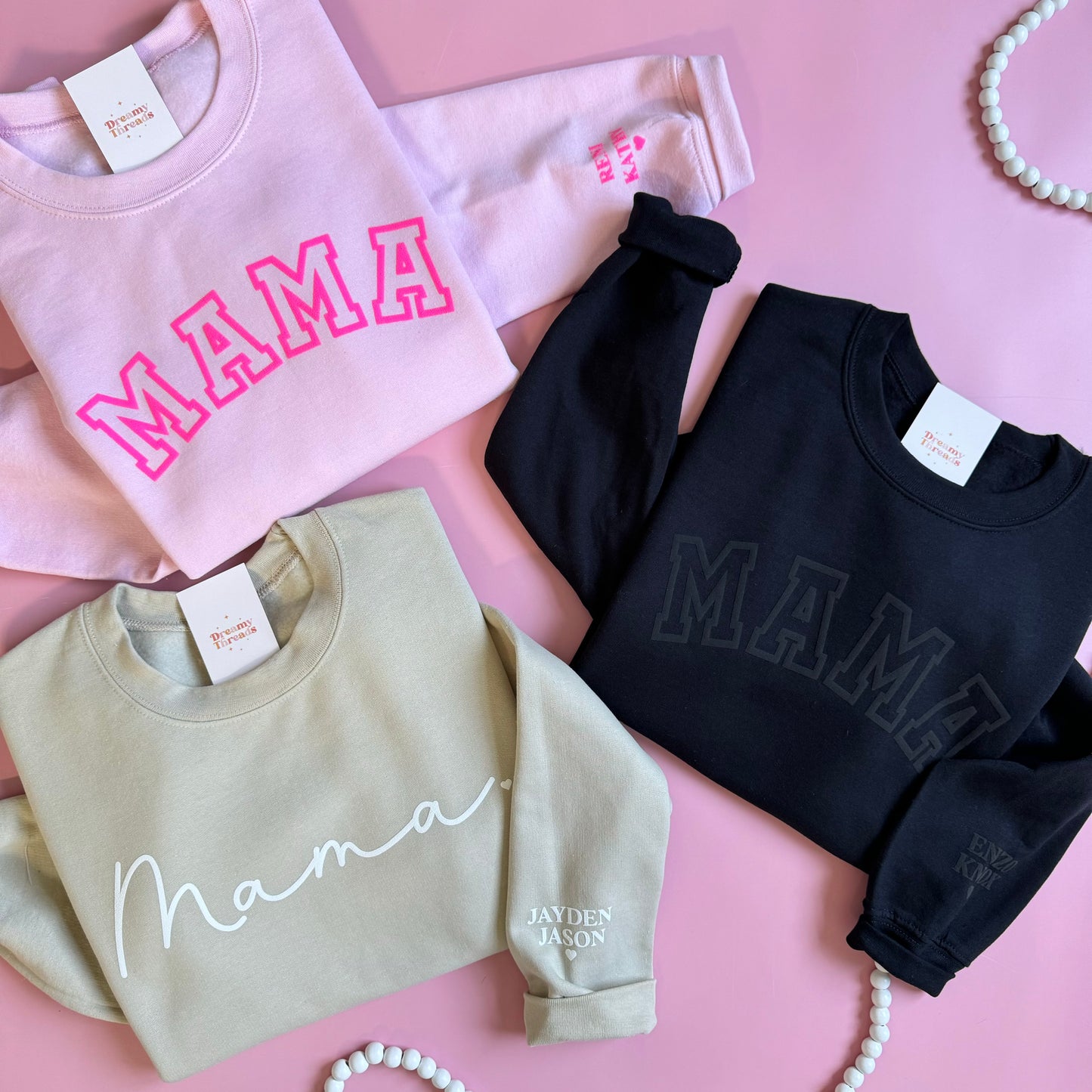 MAMA Embossed Custom Sweatshirt - Beige