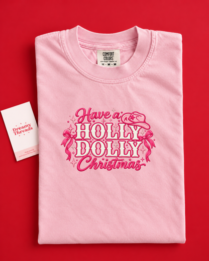 Holly Dolly Christmas Embroidered Tee/Sweatshirt