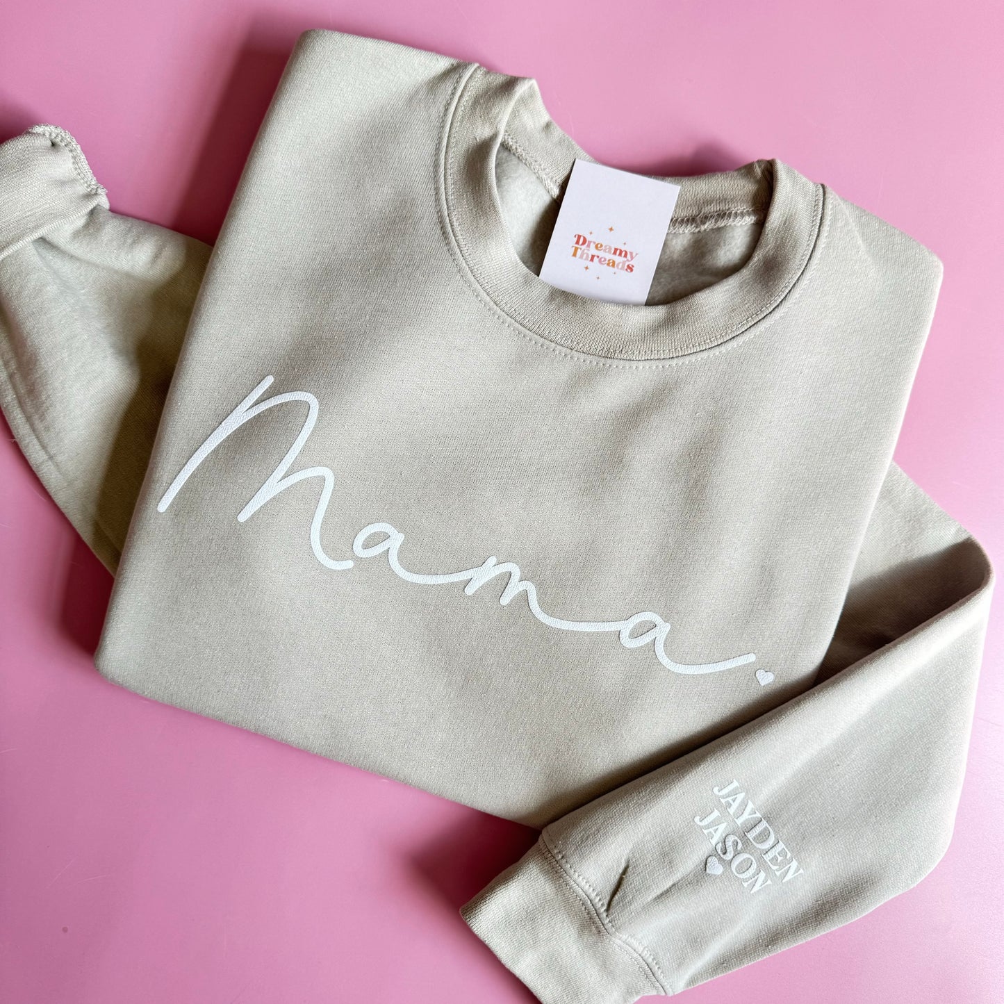 MAMA Embossed Custom Sweatshirt - Beige