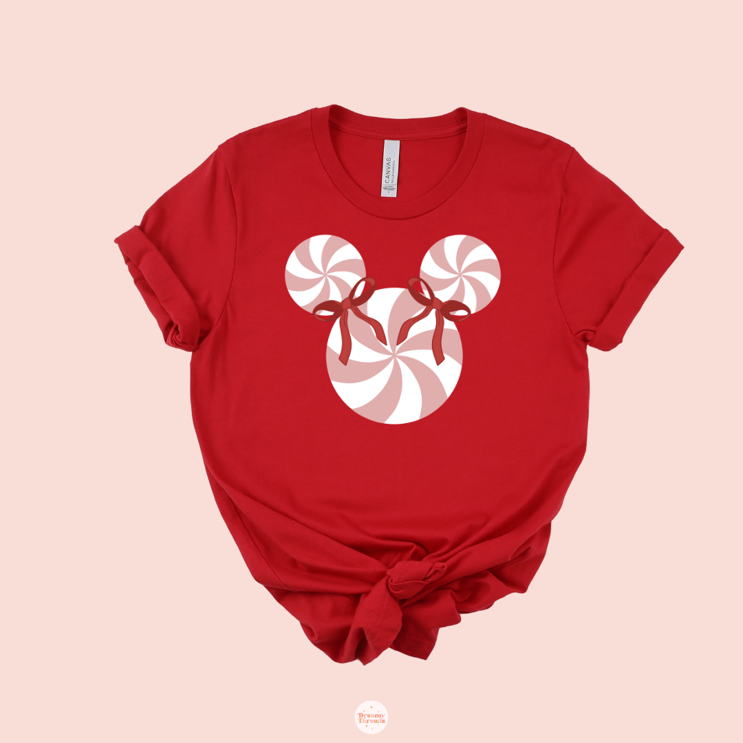 Red Coquette Peppermint Mouse Tee/Crew