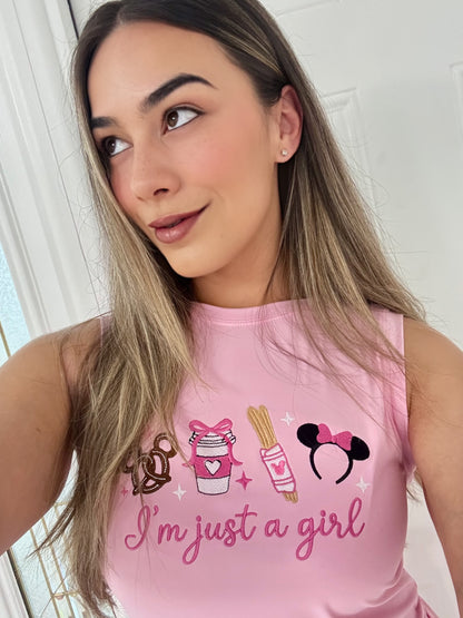 Just a Girl EMBROIDERED Athletic Dress