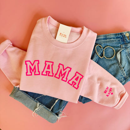 MAMA Embossed Custom Sweatshirt - Pink