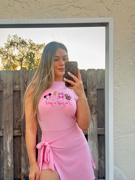 Just a Girl EMBROIDERED Athletic Dress